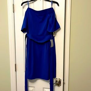 Eliza J royal blue off the shoulder dress size 12 new with tags.